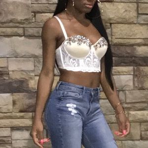 Embellished bustier top